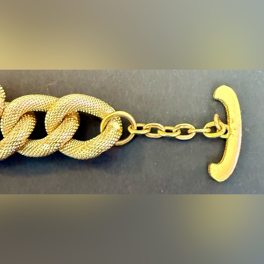 Vintage 80s Gold Tone Curb Chain Necklace 24” & Bracelet 8” Set - Picture 7 of 9